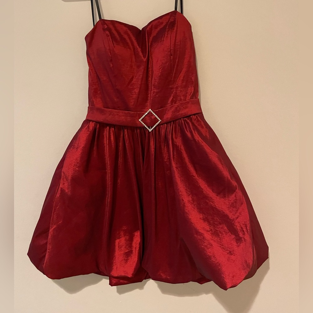 Strapless Red Fun Party Dress w/Pockets